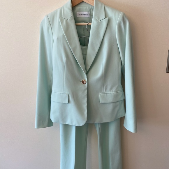 Calvin Klein Pants Suit with Blazer Mint Green - Picture 2 of 11